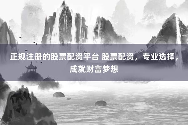 正规注册的股票配资平台 股票配资，专业选择，成就财富梦想