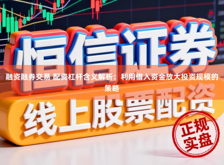 融资融券交易 配资杠杆含义解析：利用借入资金放大投资规模的策略